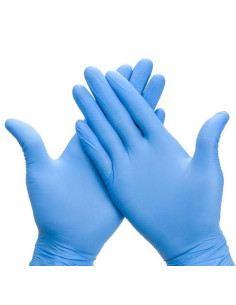 Caja de 100 guantes de nitrilo sin polvo en color azul  (Tallas Disponibles: S, M, L y XL)