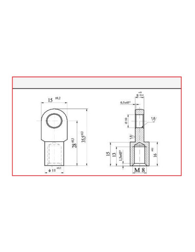 Ojal metálico para resorte de gas (para métrica 8 mm.)
