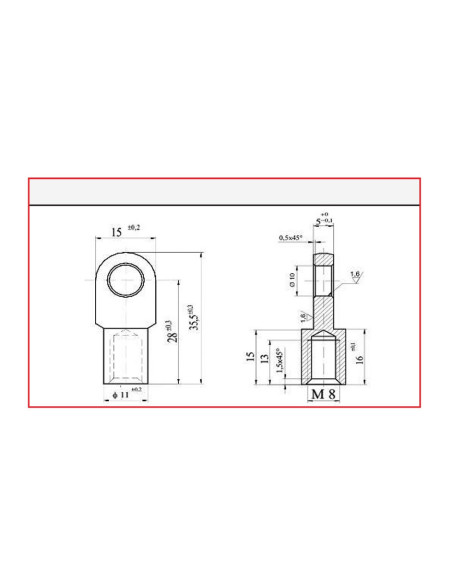 Ojal metálico para resorte de gas (para métrica 8 mm.)