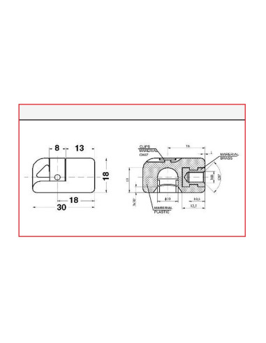 Rótula para resorte de gas (para métrica 6mm.)