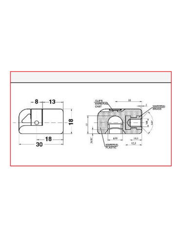 Rótula para resorte de gas (para métrica 8mm.)