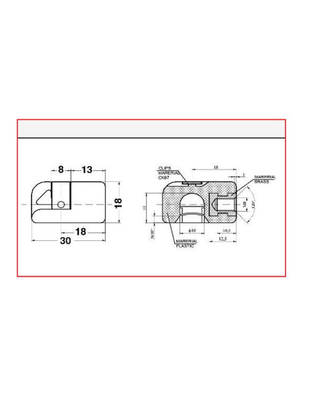 Rótula para resorte de gas (para métrica 8mm.)