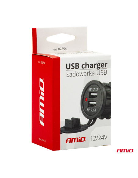 Cargador empotrable impermeable 2xUSB 2.1A