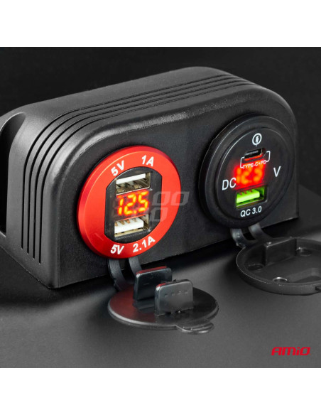 Cargador empotrable impermeable 2xUSB 3.1A