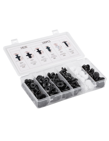 Surtido 100 clips para tapicería de PVC (6 tipos)