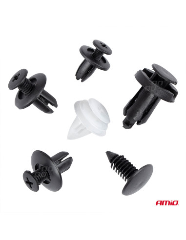 Surtido 100 clips para tapicería de PVC (6 tipos)