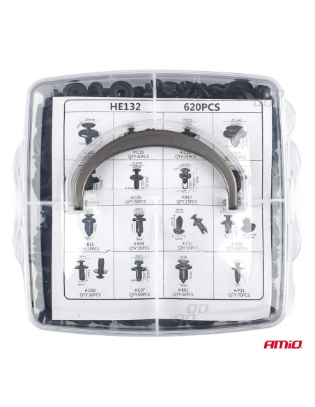 Surtido 620 clips para tapicería de PVC (16 tipos)