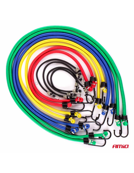 Cuerdas elásticas para sujeción de carga (12 uds.)