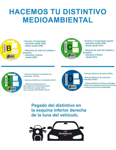 Distintivo DGT Coche con Envío Urgente 24H ? | Pegatina Oficial ZBE