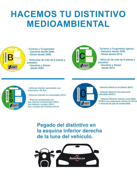Distintivo DGT Coche con Envío Urgente 24H ? | Pegatina Oficial ZBE