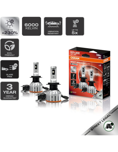 ? OSRAM NIGHT BREAKER LED START H7 – Hasta un 230% más de brillo y 6000K | ¡Compra ahora!
