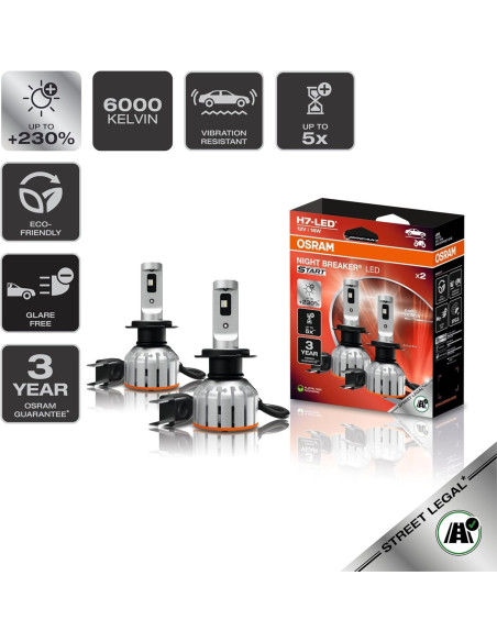 ? OSRAM NIGHT BREAKER LED START H7 – Hasta un 230% más de brillo y 6000K | ¡Compra ahora!
