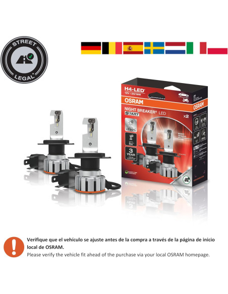 ? OSRAM NIGHT BREAKER LED START H4 – Hasta un 230% más de brillo y 6000K | ¡Compra ahora!