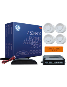 Kit de sensores de aparcamiento con pantalla y sonido, sensores blancos