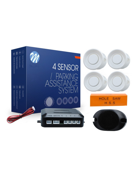 Kit de sensores de aparcamiento con zumbador, sensores blancos