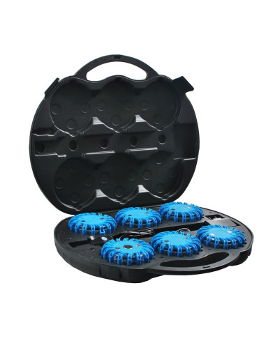 Luces de advertencia recargables, 12+3 Leds, kit en maleta