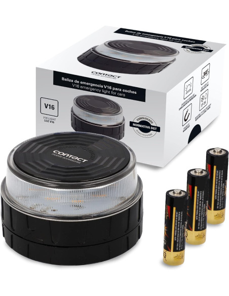 ? Baliza V16 CONTACT  homologada por la DGT, pilas incluidas, visión 360º