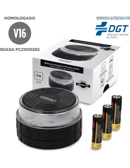 ? Baliza V16 CONTACT  homologada por la DGT, pilas incluidas, visión 360º