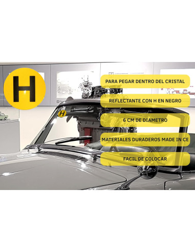 ?✨ Distintivo "H" Vehículo Histórico 60 mm Interior – ¡Envío Gratis!
