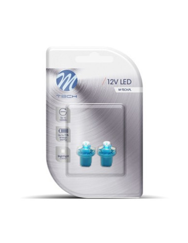 2 Bombillas led -T5 B8.5d 12V Cóncavo (color azul)