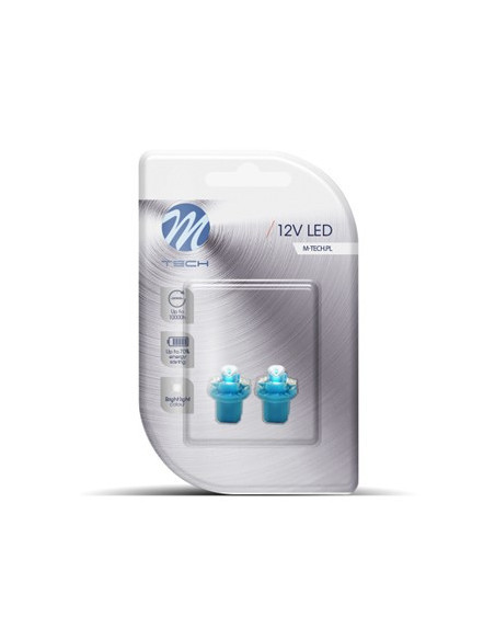 2 Bombillas led -T5 B8.5d 12V Cóncavo (color azul)