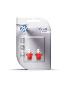 2 Bombillas led - T5 B8.5d 12V Cóncavo (color rojo)