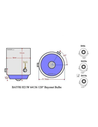 2 Bombillas led H21W (BAY9S) blanco 12V Can-Bus