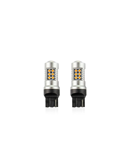 Pareja de bombillas Can-Bus T20 W21W color ámbar 12 voltios