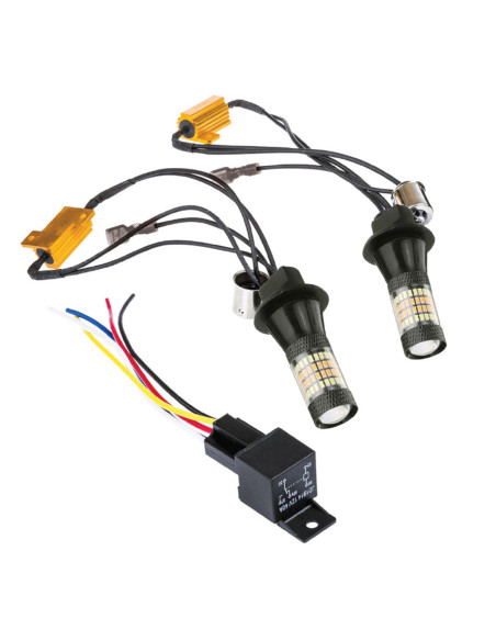 Pareja de bombilllas led BAU15S 2 en 1: luz diurna + intermitencia