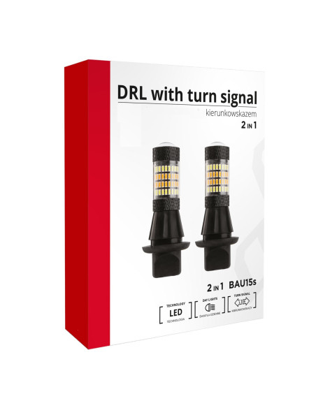 Pareja de bombilllas led BAU15S 2 en 1: luz diurna + intermitencia