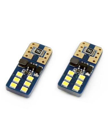 Pareja de bombillas de led blancas T10 w5w con can-bus