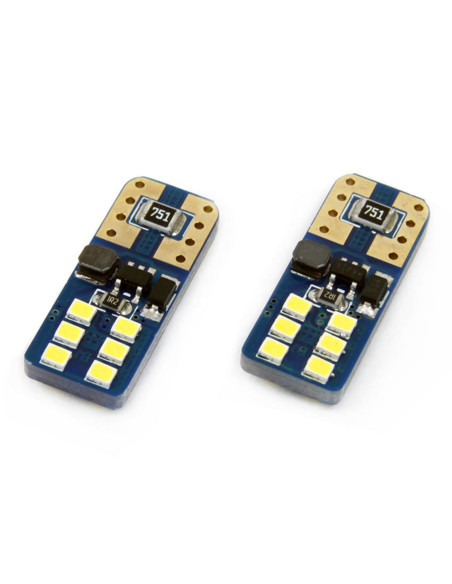 Pareja de bombillas de led blancas T10 w5w con can-bus
