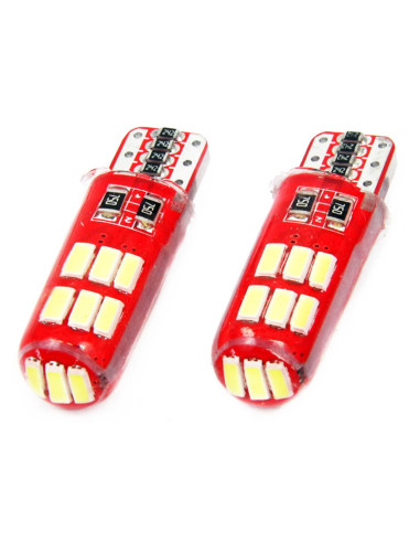 Pareja de bombillas de led blancas T10 w5w con can-bus