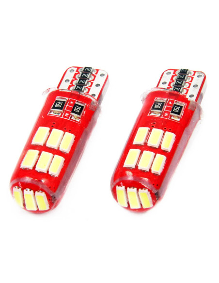 Pareja de bombillas de led blancas T10 w5w con can-bus