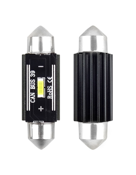 Pareja de bombillas de led blancas de plafonier C5W / C10W (39 mm.) con can-bus