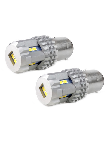 Pareja de bombillas de led blancas de dos polos BAY15D P21/5W con can-bus
