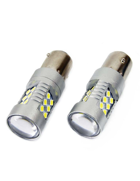 Pareja de bombillas de led blancas de un polo P21W con can-bus