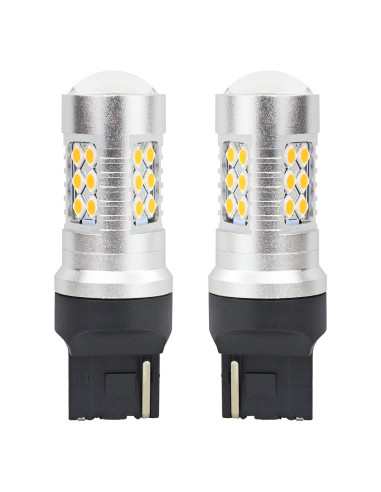 Pareja de bombillas de led ámbar de cuña T20 (WY21W) con can-bus