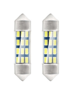 Pareja de bombillas de led blancas de plafonier C5W / C10W (36 mm.) estándar con 12 leds SMD 2