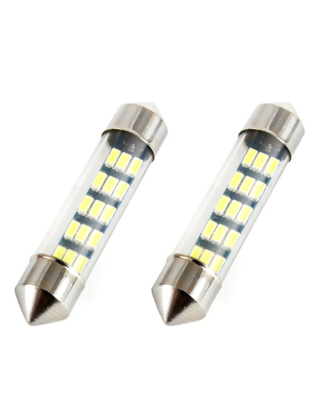 Pareja de bombillas de led blancas de plafonier C5W / C10W (39 mm.) estándar con 15 leds SMD