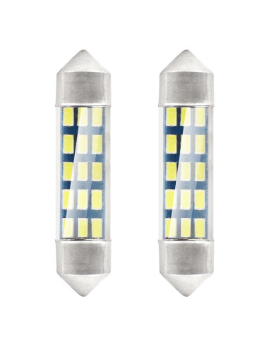 Pareja de bombillas de led blancas de plafonier C5W / C10W (39 mm.) estándar con 15 leds SMD
