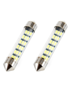 Pareja de bombillas de led blancas de plafonier C5W / C10W (41 mm.) estándar con 18 leds SMD
