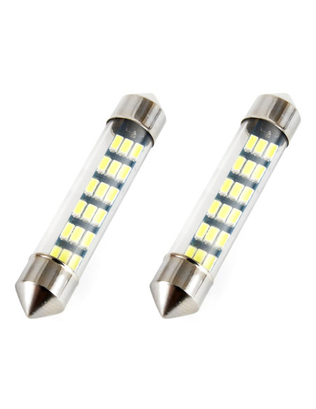 Pareja de bombillas de led blancas de plafonier C5W / C10W (41 mm.) estándar con 18 leds SMD