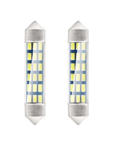 Pareja de bombillas de led blancas de plafonier C5W / C10W (41 mm.) estándar con 18 leds SMD