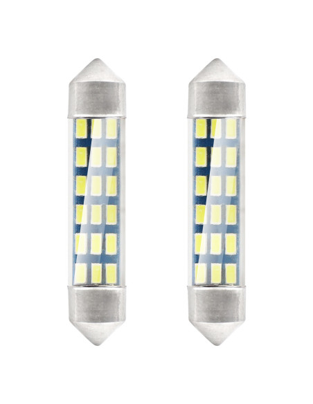 Pareja de bombillas de led blancas de plafonier C5W / C10W (41 mm.) estándar con 18 leds SMD