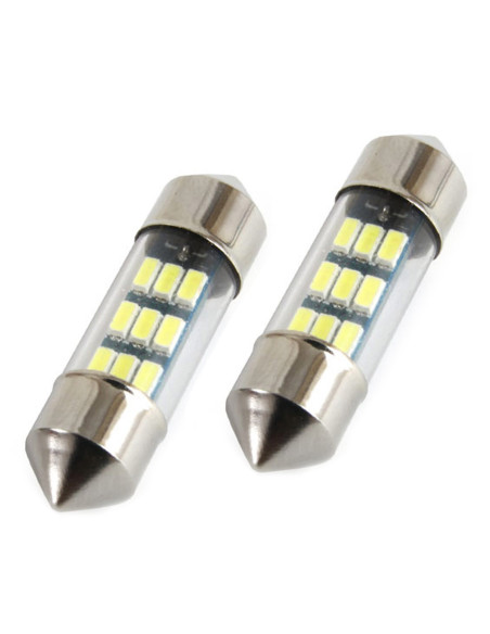 Pareja de bombillas de led blancas de plafonier C5W / C10W (31 mm.) estándar con 9 leds SMD