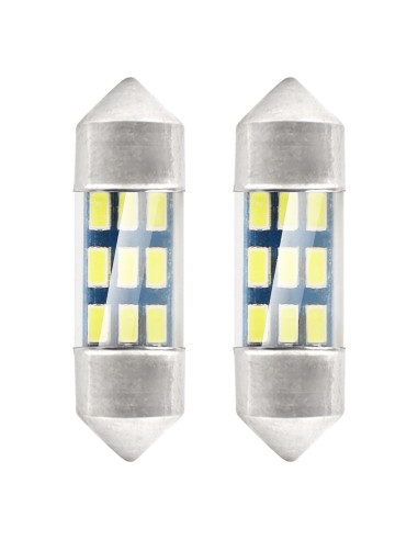 Pareja de bombillas de led blancas de plafonier C5W / C10W (31 mm.) estándar con 9 leds SMD