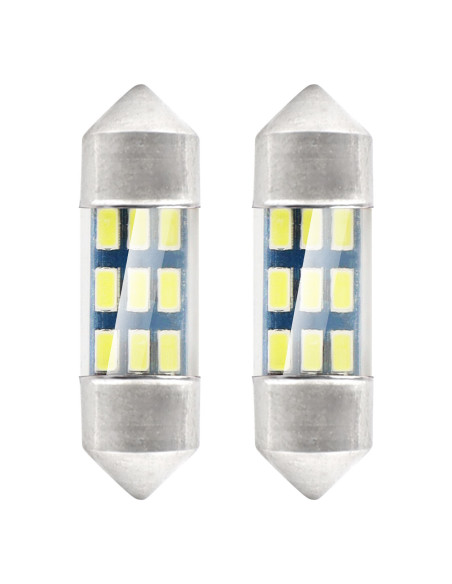 Pareja de bombillas de led blancas de plafonier C5W / C10W (31 mm.) estándar con 9 leds SMD