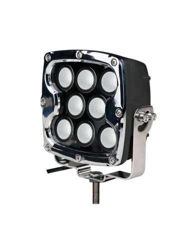 Faro led cuadrado de largo alcance con soporte lateral, cromado, CREE 80W 7"