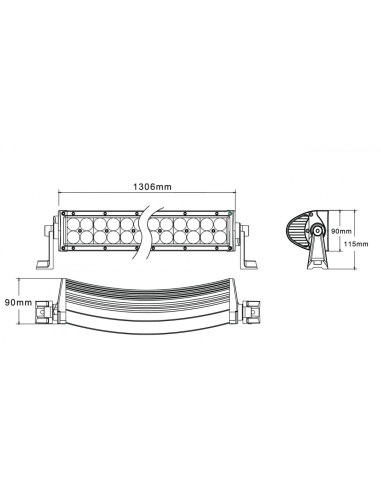 Barra de led curvada 1344mm 288 watios y doble fila